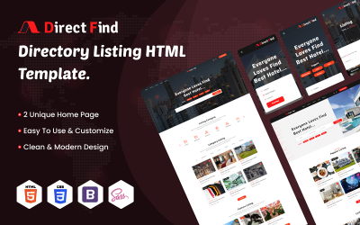 DirectFind — шаблон веб-сайта HTML5 со списком каталогов
