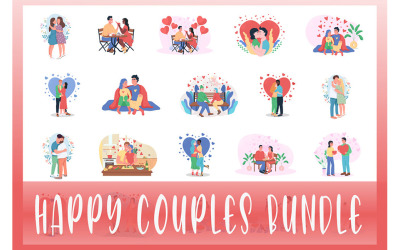 Ensemble d&amp;#39;illustrations de couples heureux