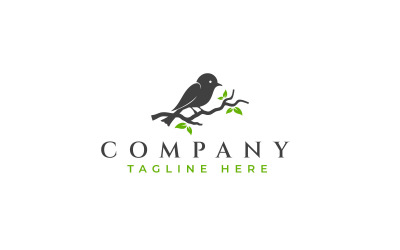 Oiseau sur une branche Logo Design Vector Illustration