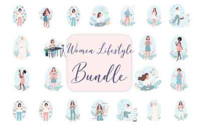 Pacote de ilustrações de estilo de vida feminino