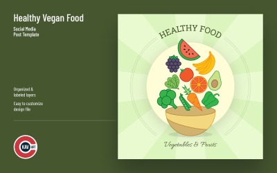 Sağlıklı Vegan Gıda Sosyal Medya Gönderisi ve Afişi