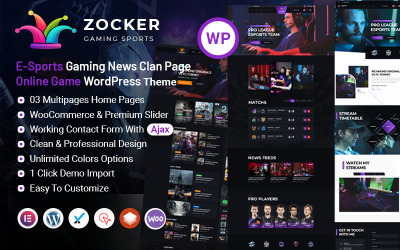 Zocker - E-Sports Online Gaming Clan News Tema de WordPress