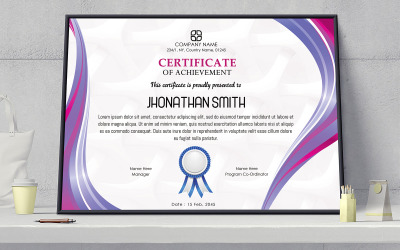 Certificaat van prestatie ontwerpsjabloon