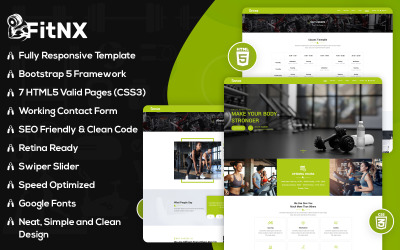 FitNX- Plantilla de sitio web HTML5 de gimnasio y fitness