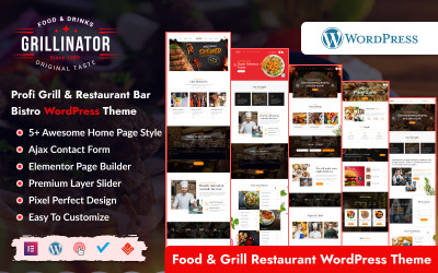Grillinator – тема WordPress Elementor для ресторану-грилю