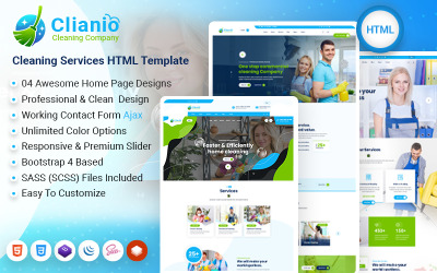 Clianio - Temizleme Kuru Yıkama Çamaşırhane Hizmetleri HTML Şablonu