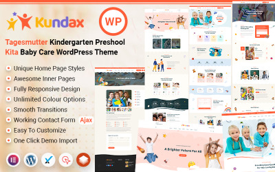Kundax - Anaokulu Bebek Bakımı Çocukları WordPress Teması