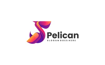 Vektor, Pelikan, Farbverlauf, Buntes, Logo