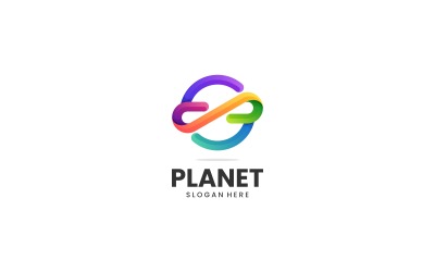 Logotipo colorido da arte da linha do planeta