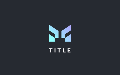 Modern Minimal Elemental M Gölge Mavi Teknoloji Logosu