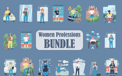 Ensemble d&amp;#39;illustrations de professions féminines