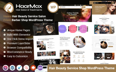 Haarmax - Tema de WordPress para salón de belleza, peluquero y peluquero