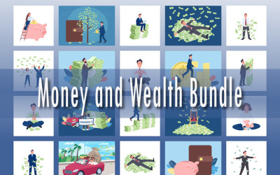 Pénz és gazdagság illusztrációk csomag