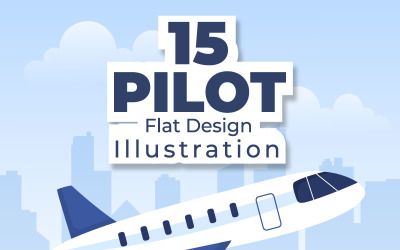 15 Pilot och flygvärdinna Tecknad illustration