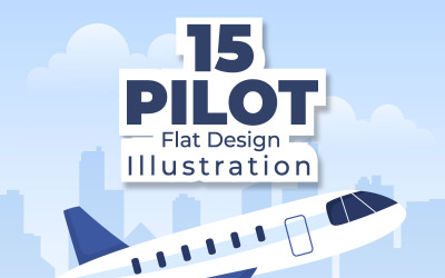 15 Pilot ve Hostes Karikatür İllüstrasyon