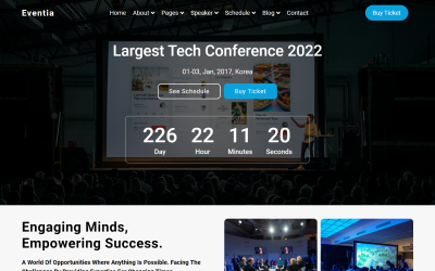 Eventia - Modello di sito Web HTML5 multipagina per eventi e conferenze