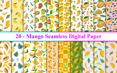 Mango sömlöst digitalt papper, mango bakgrund