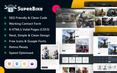 Modèle de site Web SuperBike et Throttle Motorcycle Html5