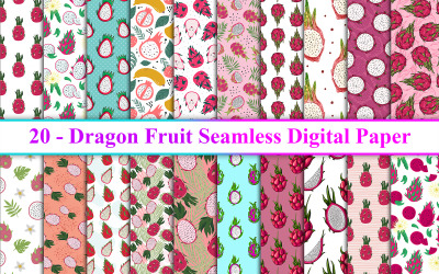 Papel digital sem costura de fruta do dragão, plano de fundo da fruta do dragão
