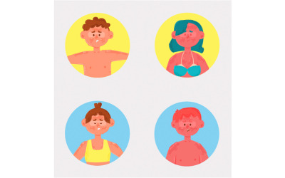 People with Sunburn (2) Illustration (flat design)