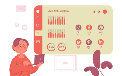 Social Media Dashboard Illustration