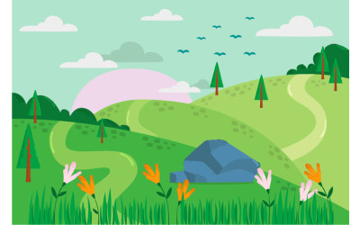 Spring Landscape Background Illustration "FREE"