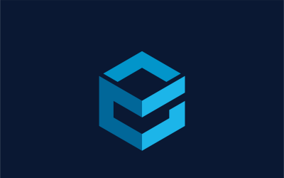 Ekübik - Altıgen Harf e Logo Şablonu