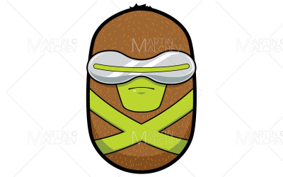 Illustration vectorielle de mascotte de super-héros kiwi