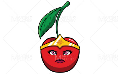 Körsbär superhjälte maskot vektorillustration