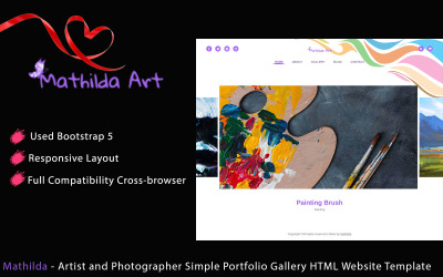 Mathilda - Художница и фотограф Простой HTML-шаблон веб-сайта с галереей портфолио