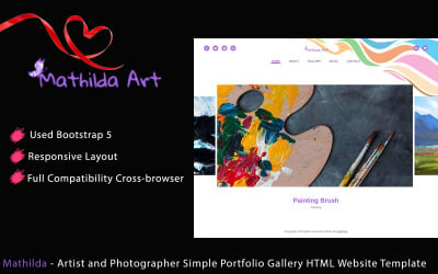 Mathilda - 艺术家和摄影师简单的作品集画廊 HTML 网站模板