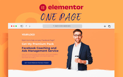 Modelo de página de destino do elemento de serviço de gerenciamento de anúncios e treinamento do Facebook