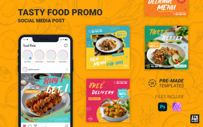 Post sui social media di promozione di cibo gustoso