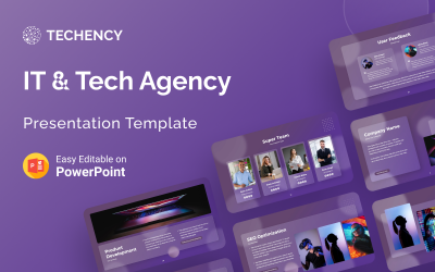 Techency – Agencja IT &amp;amp; tech Glassmorphic Szablon prezentacji PowerPoint