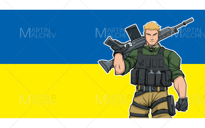 Ukrainsk soldat bakgrund 2 vektorillustration