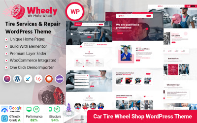 Wheely - Колісні автомобілі Ремонт автомобілів Шини Послуги WordPress Тема