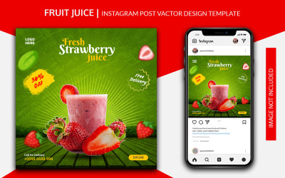 Fruits Juice Social Media Post Design Template | Instagram | Facebook