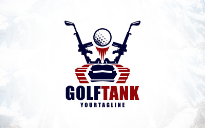 Logotipo de golf de tanque del ejército veterano