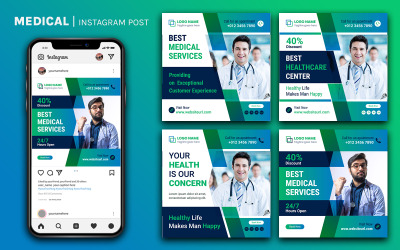 Medicinsk | Doctor Social Media Post Design Mall | Instagram Post Design-paket