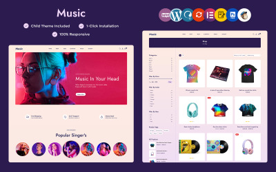 Müzik - Müzik Mağazası, Müzik Aletleri ve Aksesuarlar Çok Amaçlı WooCommerce Elementor Teması