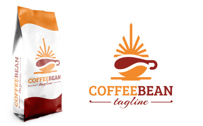 Sun-Tropfen-Form-Kaffeebohne-Logo
