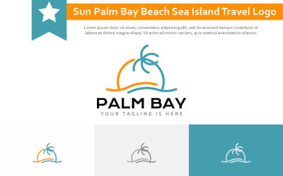 Logo della linea di viaggio del tour naturalistico dell&amp;#39;isola del mare della costa della spiaggia di Sun Palm Bay