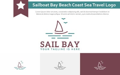 Plachetnice Bay Beach Pobřeží Moře Tour Travel Line Style Logo