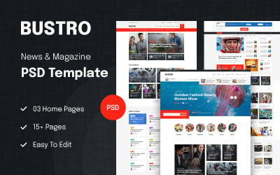 Bustro - News &amp;amp; Magazine PSD Template