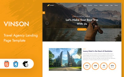 Vinson - 旅游和旅行社登陆页面模板