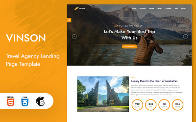 Vinson – šablona vstupní stránky pro zájezdy a cestovní kanceláře
