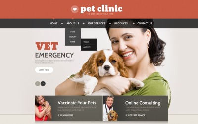 Безкоштовний шаблон веб-сайту ветеринарної медицини