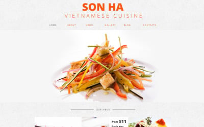 Plantilla de sitio web adaptable de restaurante vietnamita gratis
