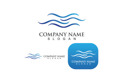 Logotipo e símbolo azul da praia da onda de água V3