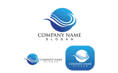 Logotipo y símbolo azul de la playa de la onda de agua V4